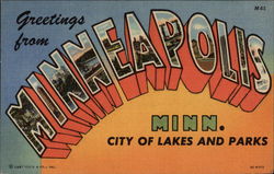 Greetings from Minneapolis, Minnesota - City of Lakes & Parks Postcard