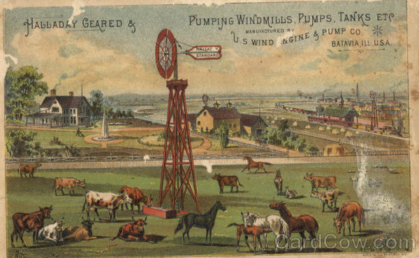 Halladay Geared & Pumping Windmills, Pumps, Tanks Etc Batavia Illinois