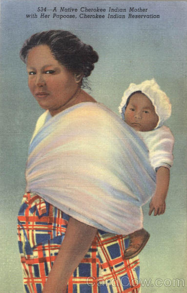 A Native Cherokee Indian Mother with Her Papoose Native Americana