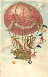 Easter Bunnies in Balloon Postcard
