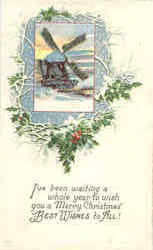 Merry Christmas Best Wishes to All! Windmills Postcard Postcard