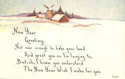 New Year Greeting Windmills Postcard Postcard