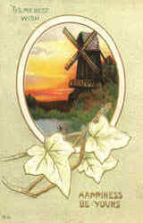 Tis My Best Wish Windmills Postcard Postcard