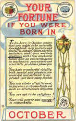 Your Fortune If you were born in October Postcard