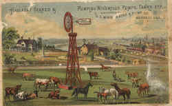 Halladay Geared & Pumping Windmills, Pumps, Tanks Etc Postcard