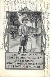 I used to go in the garden and eat worms Boys Postcard Postcard