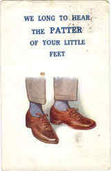 We long to hear the patter of your little feet - Men's Shoes Children Postcard Postcard