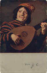 Rijksmuseum. Amsterdam Man with Lute Music Postcard Postcard