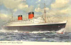 Cunard R.M.S. Queen Elizabeth Boats, Ships Postcard Postcard