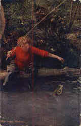 Miss Isaac Walton Fishing Postcard Postcard