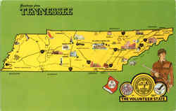 Tennessee Tourist Map Postcard