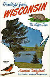 Wisconsin State Outline Scenic, WI Postcard Postcard