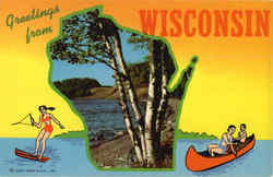 Wisconsin State Outline Postcard