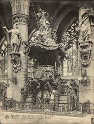 Chair of Verity in St-Gudule Church Large Format Postcard