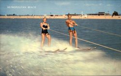 Water Skiing, Metropolitan Beach Large Format Postcard