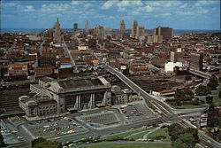 Union Station and Skyline Large Format Postcard