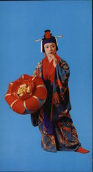 Japanese Woman in Traditional Dress Large Format Postcard