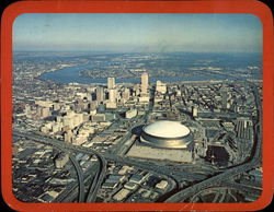Aerial View of City with Superdome Large Format Postcard
