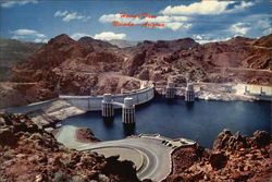 Upstream Face of Hoover Dam Large Format Postcard