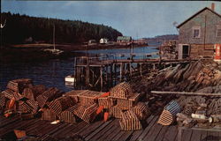 Typical Maine Fishing Village Large Format Postcard