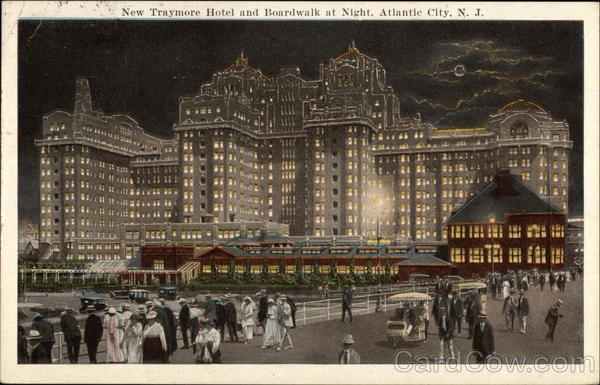 New Traymore Hotel and Boardwalk at Night Atlantic City New Jersey
