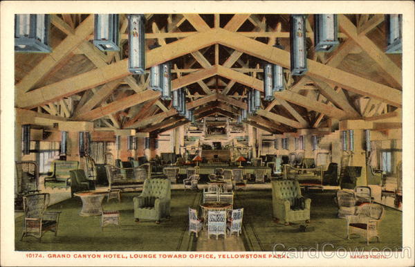 Grand Canyon Hotel, Lounge Toward Office Yellowstone National Park Wyoming