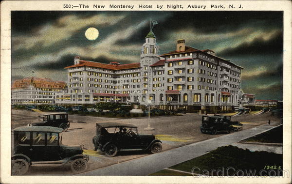 The New Monterey Hotel by Night Asbury Park New Jersey
