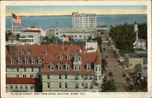 Flagler Street, East from Hotel Halcyon Miami Florida