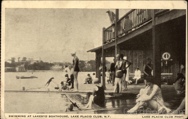 Swimming at Lakesyd Boathouse, Lake Placid Club New York