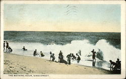 Beach Scene with Bathers, "The Bathing Hour" Postcard