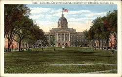 Main Hall and Upper Campus, University of Wisconsin Postcard