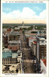 16th St. and Business District from D&F Tower Postcard
