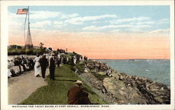 Watching the Yacht Races at Fort Sewall Marblehead, MA Postcard Postcard