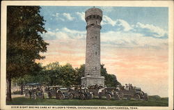 Dixie Sight Seeing Cars at Wilder's Tower, Chickamauga Park Postcard