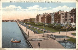 Beacon Street Esplanade from Harvard Bridge Postcard