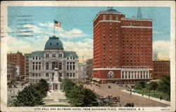 City Hall and Biltmore Hotel from Exchange Place Postcard