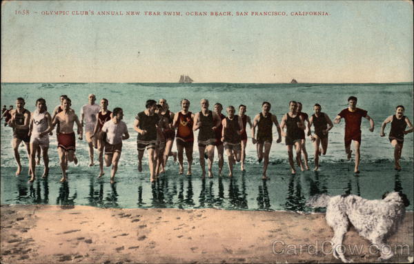Olympic Club's Annual New Year Swim, Ocean Beach San Francisco California