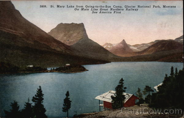 St. Mary's Lake from Going-To-The-Sun Camp Glacier National Park Montana