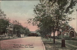 Franklin Avenue and Chapel, National Military Home Leavenworth, KS Postcard Postcard