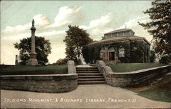 Soldier's Monument & Birchard Library Postcard