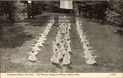 Freshmen Drill on Tree Day. The Western College for Women Postcard