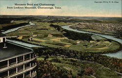 Moccasin Bend and Aerial View of City from Lookout Mountain Postcard