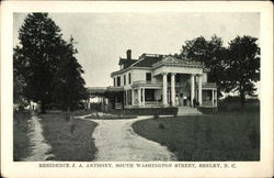 Residence J.A. Anthony, South Washington Street Shelby, NC Postcard Postcard