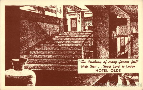 Hotel Olds, Main Stair, Street Level to Lobby Lansing Michigan