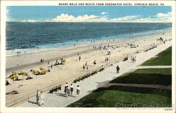 Board Walk and Beach from Edgewater Hotel Virginia Beach