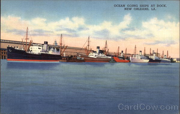Ocean Going Ships at Dock New Orleans Louisiana