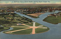 Bird's-Eye View of Davis Islands, Showing Airport Tampa, FL Postcard Postcard