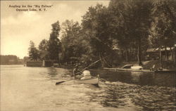 Angling for the "Big Fellers" Oquaga Lake, NY Postcard Postcard