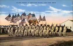 Colors Passing in Dismounted Review, Camp Hood Postcard