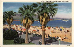 View of the Beach Santa Barbara, CA Postcard Postcard